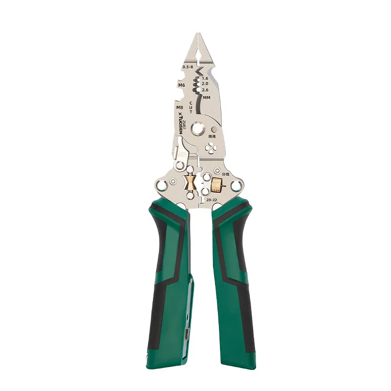 Folding Multifunctional Wire Stripper Pliers – Electrician’s Tool with Voltage Tester, Long Nose Cable Crimper & Cutter, Handheld Electrical Repair Pliers